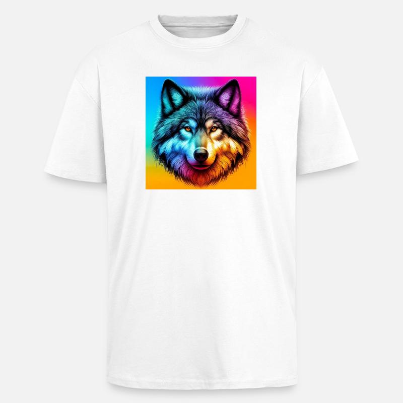 Wolf - Oversized Heavyweight Unisex T-Shirt - Weiß