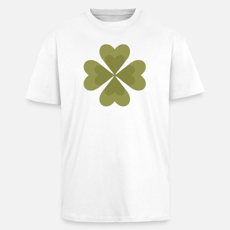 Four-Leaf Clover Pattern Design - Unisex Oversized Heavyweight T-shirt - white