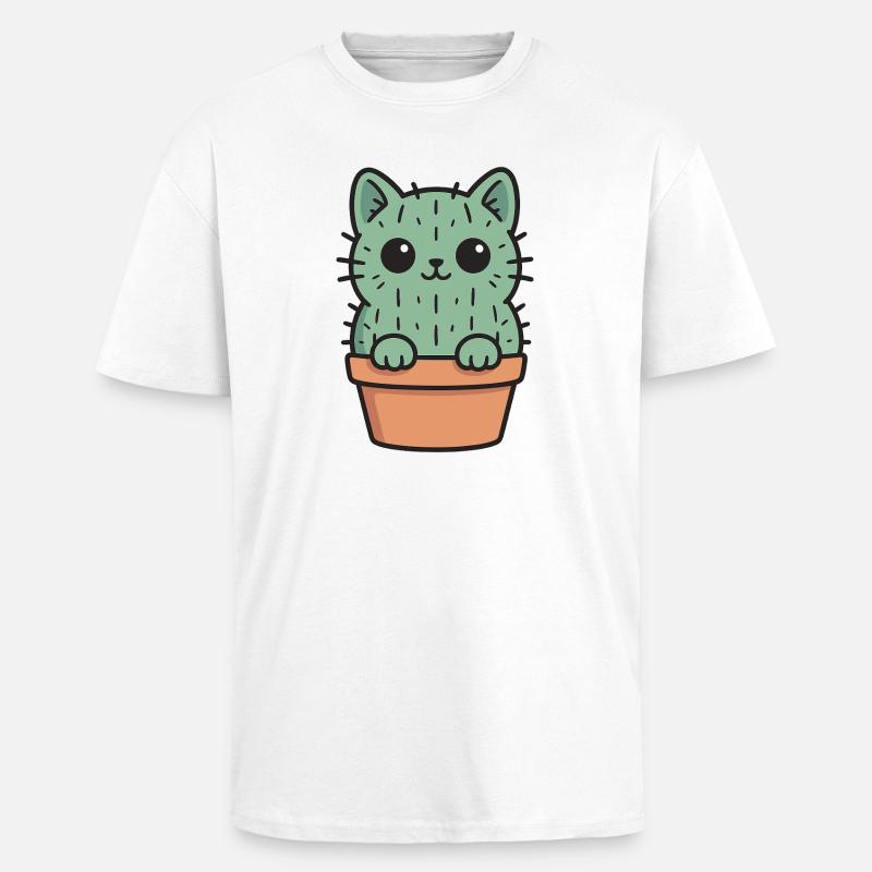 Conception de chaton cactus mignon - T-shirt unisexe oversize épais - blanc