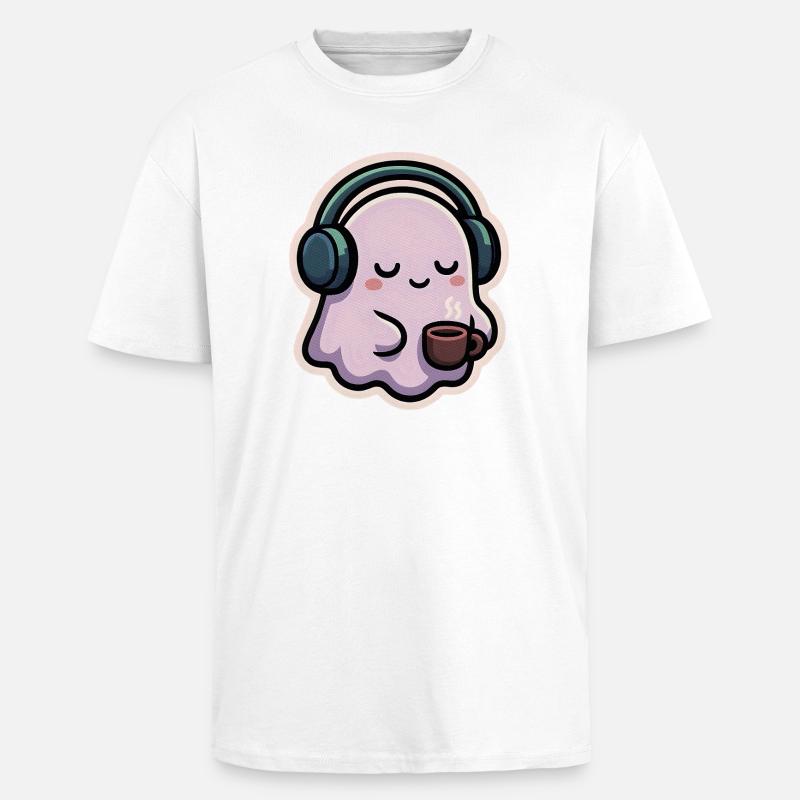 Entspannter Geist mit Kopfhörern und Kaffee - Oversized Heavyweight Unisex T-Shirt - Weiß
