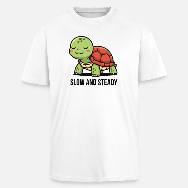 Schildkröte Slow and Steady Design - Oversized Heavyweight Unisex T-Shirt - Weiß