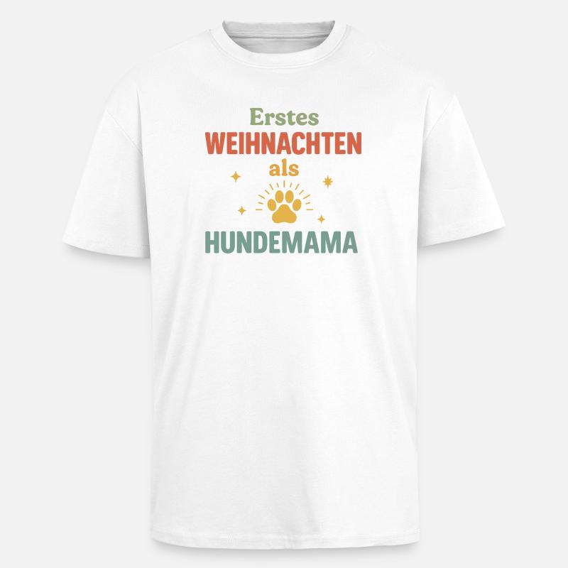 Boho Christmas Dog Mom First Celebration - Unisex Oversized Heavyweight T-shirt - white