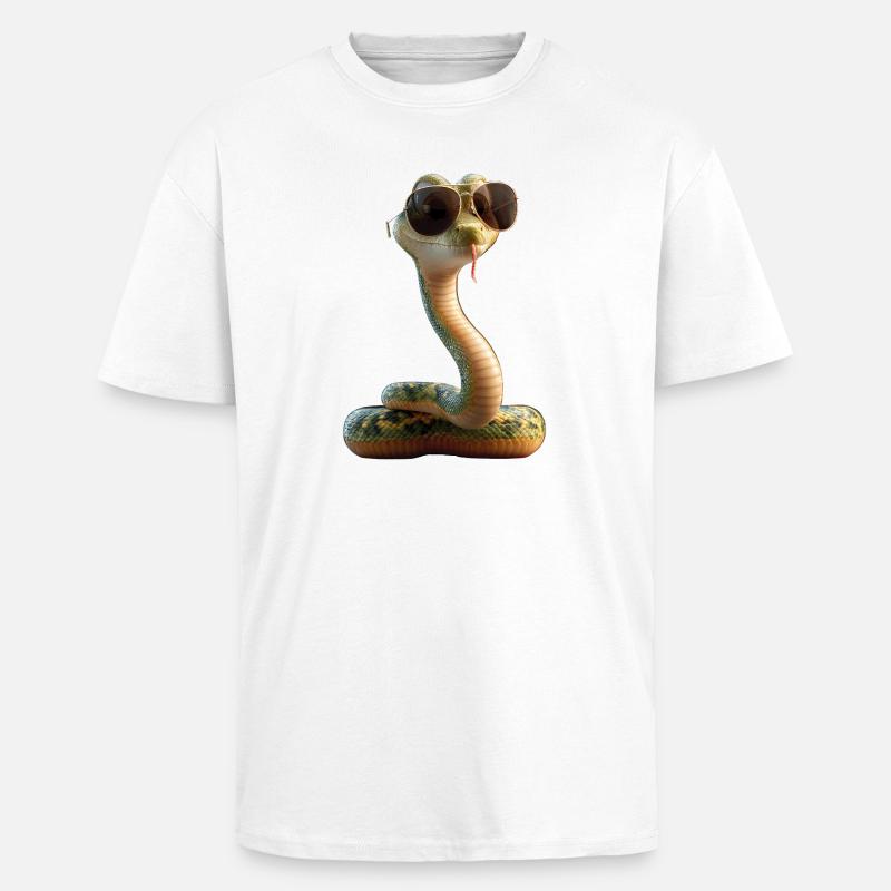 slange, python, kobra, klapperslange, slanger - Unisex oversized heavyweight t-shirt - hvid