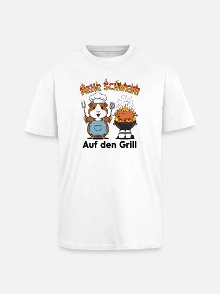 Mehr Schwein! Auf den Grill - Oversized Heavyweight Unisex T-Shirt - Weiß