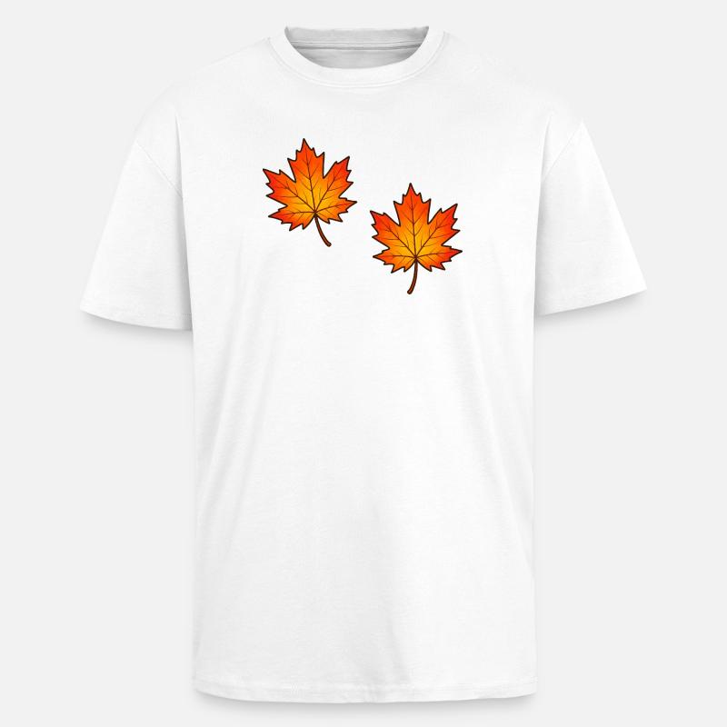 Illustration de feuilles d’érable d’automne - T-shirt unisexe oversize épais - blanc