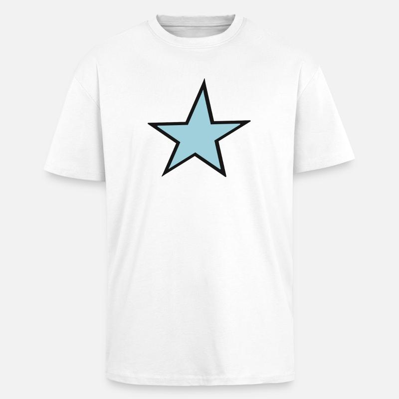 Heller blauer Stern mit schwarzem Rand - Oversized Heavyweight Unisex T-Shirt - Weiß