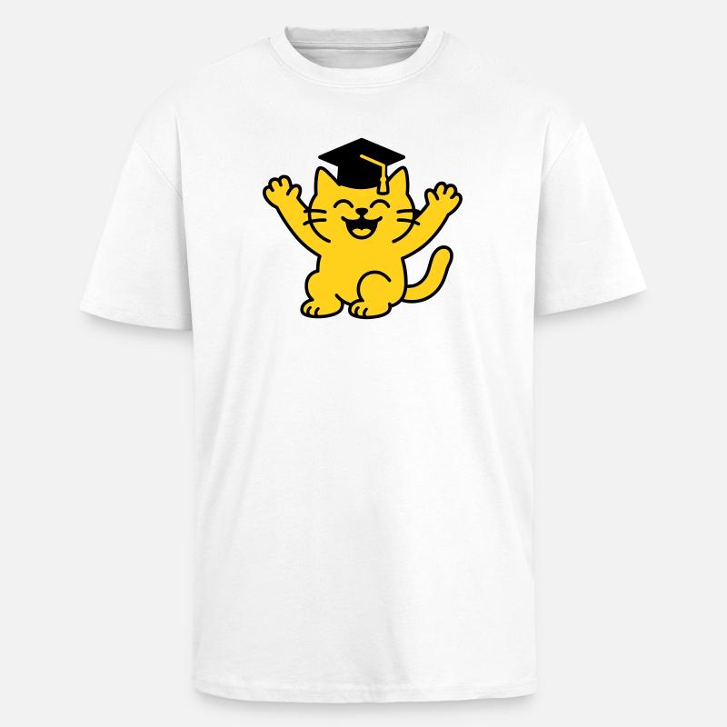 Bachelor Chat / Diplôme Chat - T-shirt unisexe oversize épais - blanc