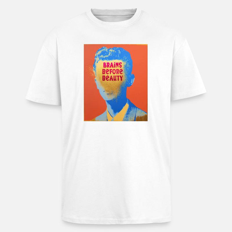 Personne réfléchie avec un message - T-shirt unisexe oversize épais - blanc