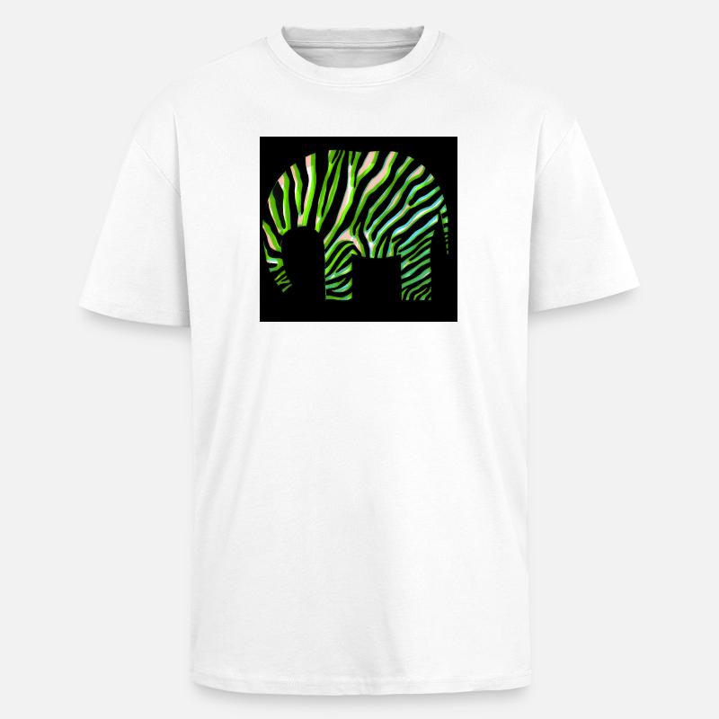 Grünes Zebra Print Abstraktes Design - Oversized Heavyweight Unisex T-Shirt - Weiß