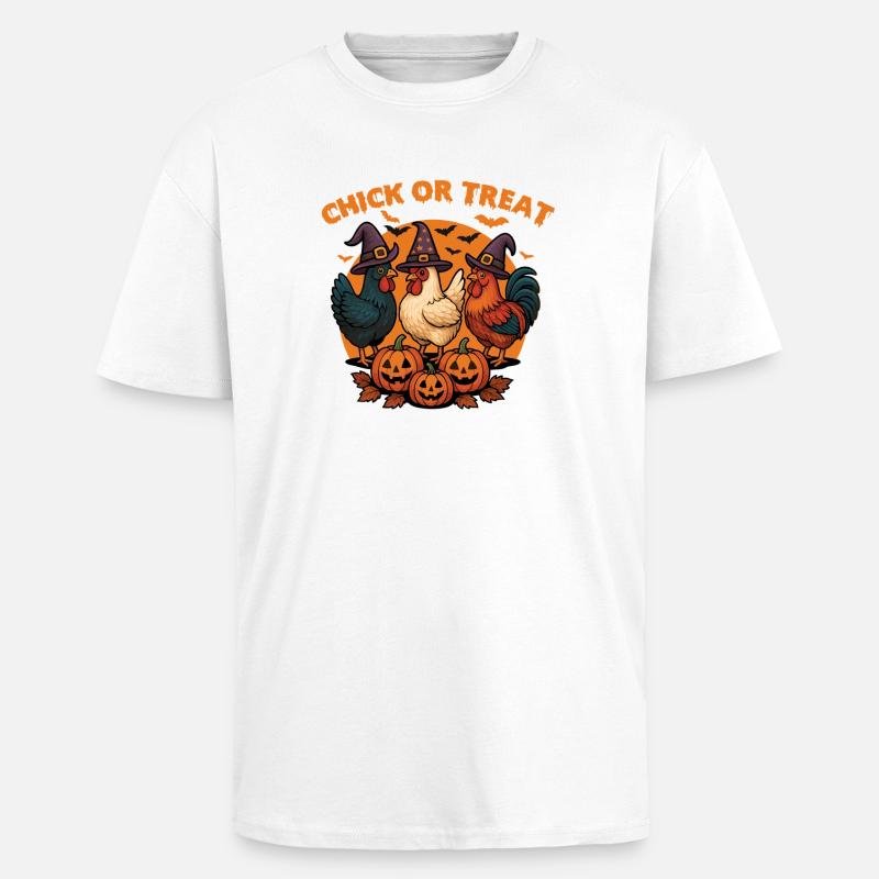 Küken oder Leckerli Gruseliges Halloween-Huhn - Oversized Heavyweight Unisex T-Shirt - Weiß
