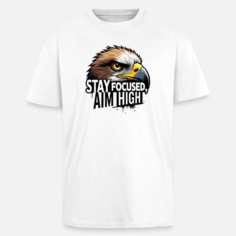 Conception de motivation Eagle Focus - T-shirt unisexe oversize épais - blanc