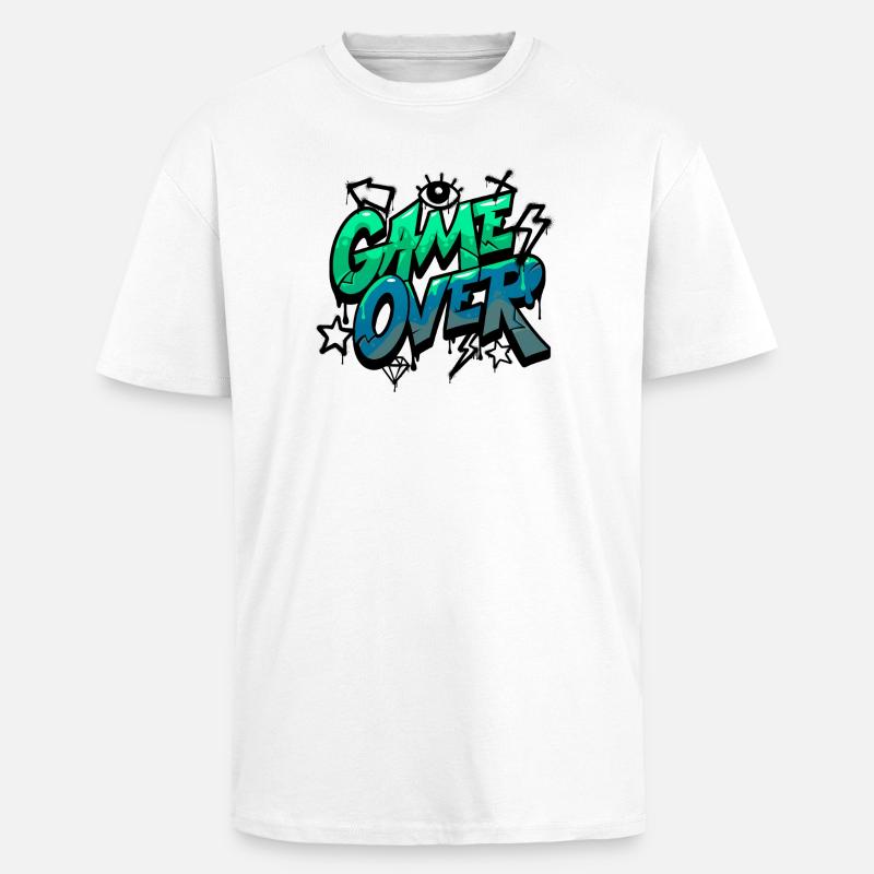Game Over Neon Graffiti Design - Oversized Heavyweight Unisex T-Shirt - Weiß