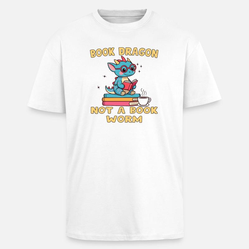 Drache Bibliophile Eule - Oversized Heavyweight Unisex T-Shirt - Weiß
