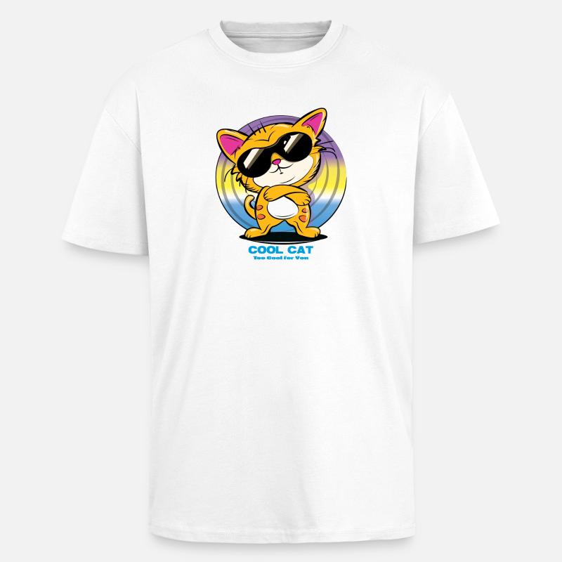 Coole Katze mit Sonnenbrille - Oversized Heavyweight Unisex T-Shirt - Weiß