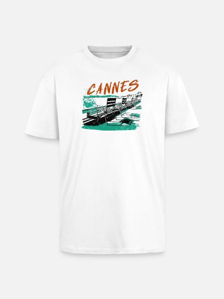 Cannes Côte d'Azur Illustration - Unisex Oversized Heavyweight T-shirt - white