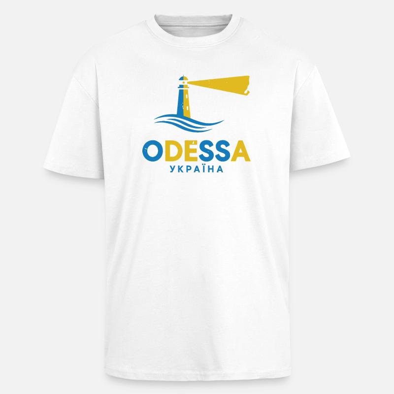 Phare d’Odessa Scène de Nuit Tee - T-shirt unisexe oversize épais - blanc