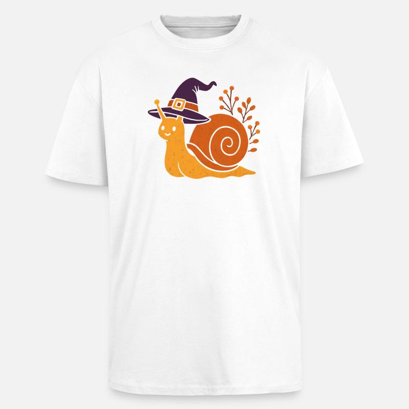 Cute Snail with Witch Hat - Unisex Oversized Heavyweight T-shirt - white