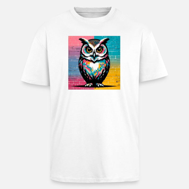 Eule - Oversized Heavyweight Unisex T-Shirt - Weiß