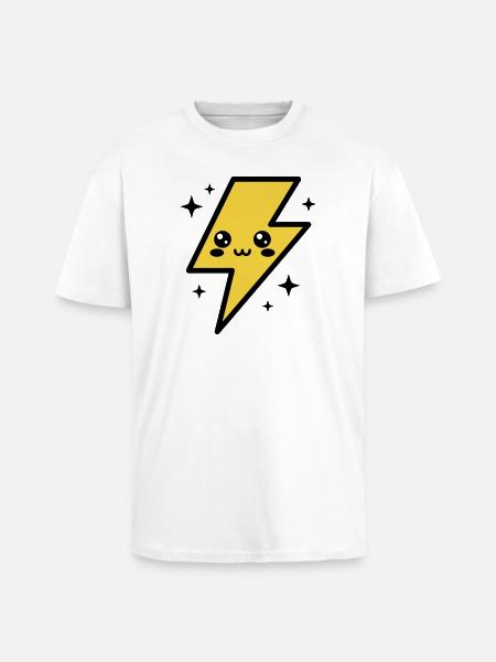 Kawaii lightning bolt with expressive face - Unisex Oversized Heavyweight T-shirt - white