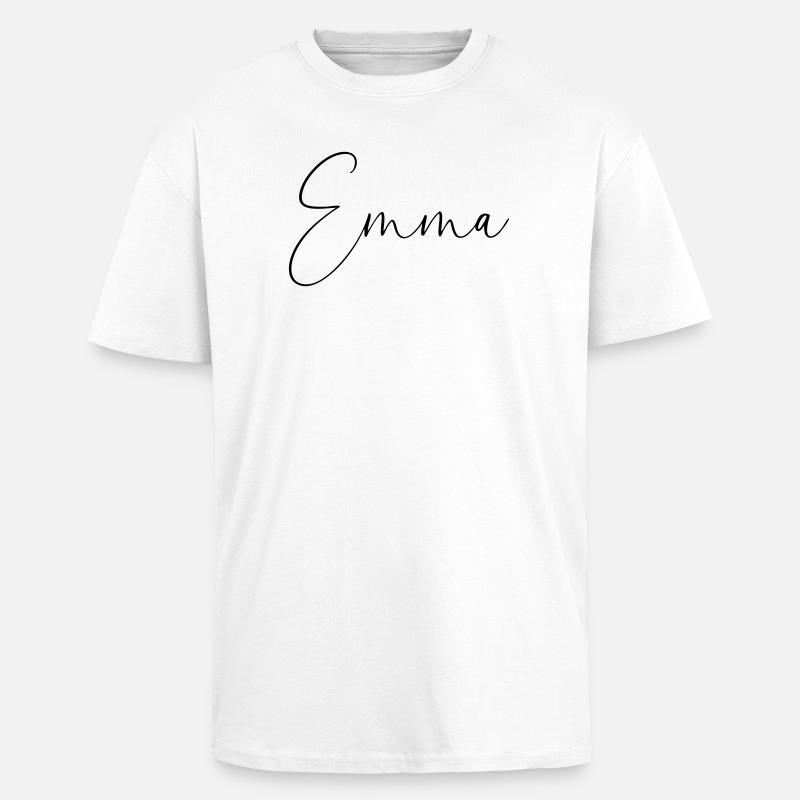 Emma / Handwriting Personalized Design - Unisex Oversized Heavyweight T-shirt - white