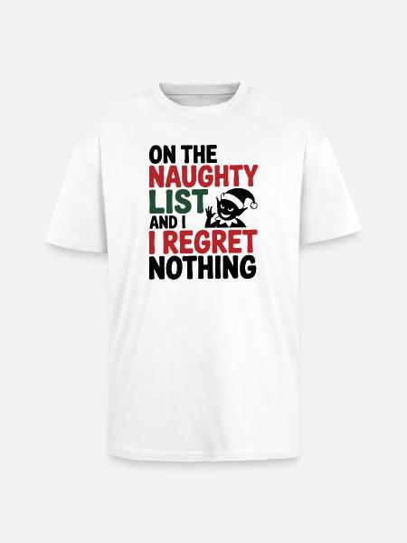 Naughty List Christmas Tee - Unisex Oversized Heavyweight T-shirt - white