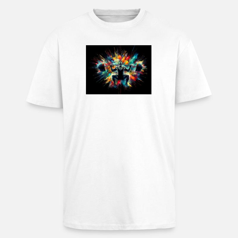 Spektakuläre Illustration eines Gewichthebers - Oversized Heavyweight Unisex T-Shirt - Weiß
