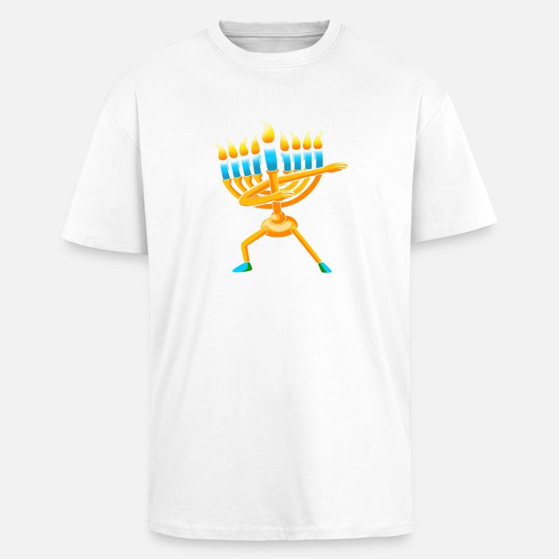 Hanoukka Hanoukka Hanoucca - T-shirt unisexe oversize épais - blanc