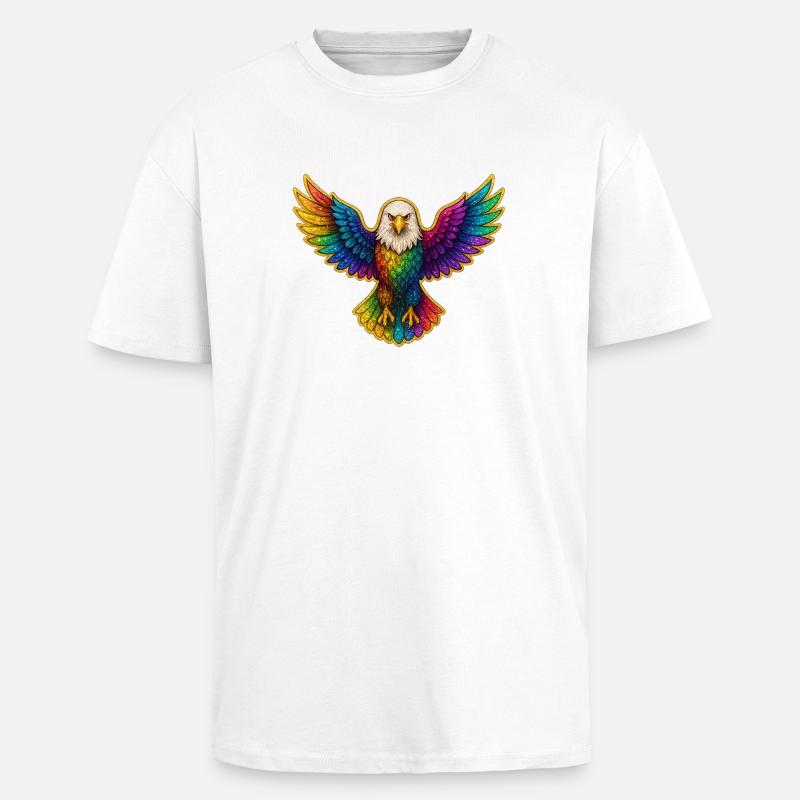 Rainbow Eagle Wing Art - Unisex Oversized Heavyweight T-shirt - white