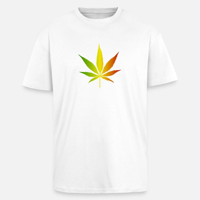 Rasta Gradient Cannabis Leaf - Unisex Oversized Heavyweight T-shirt - white