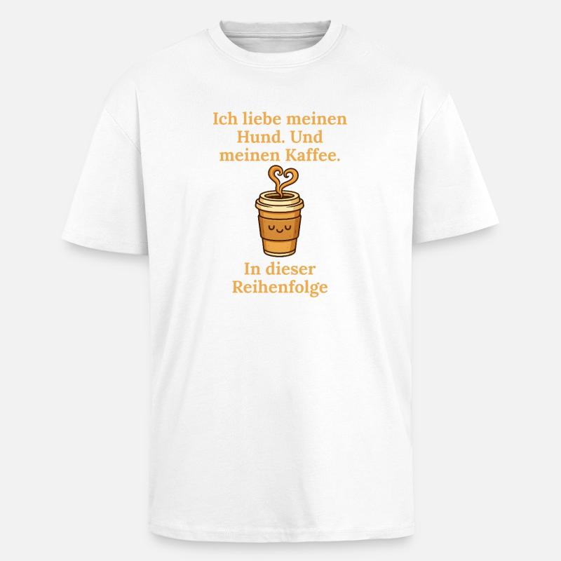 Chien Amour Commander Café Design Mug - T-shirt unisexe oversize épais - blanc