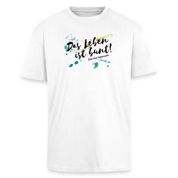 Das Leben ist Bund Tagesmutter Erzieherin Kita  - Oversized Heavyweight Unisex T-Shirt - Weiß - Vorne - Alina (178cm) & Michal (187cm)