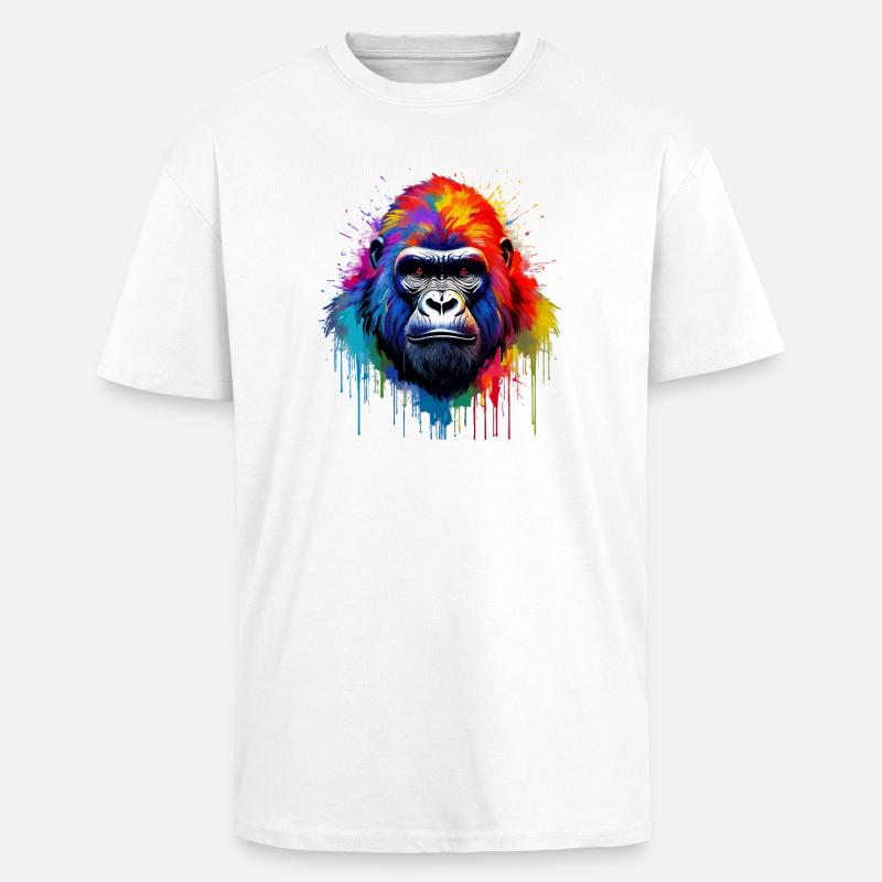 Regenbogen-Gorilla Kunst-Splash - Oversized Heavyweight Unisex T-Shirt - Weiß