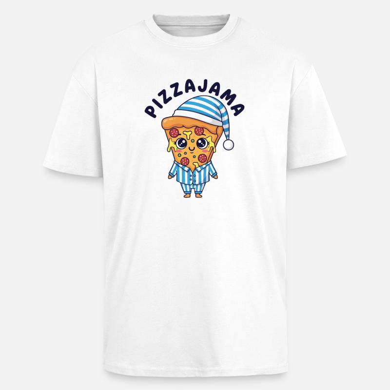 Pizzajama Pyjama fatigué Pizza Fun Citation - T-shirt unisexe oversize épais - blanc
