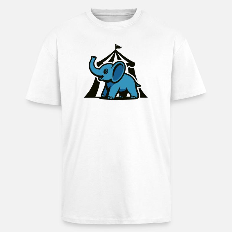 Blue Circus Elephant - Unisex Oversized Heavyweight T-shirt - white