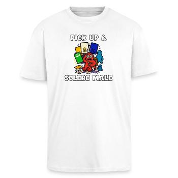 Pick Up & Sclero Mâle - T-shirt unisexe oversize épais - blanc - Devant - Alina (178cm) & Michal (187cm)
