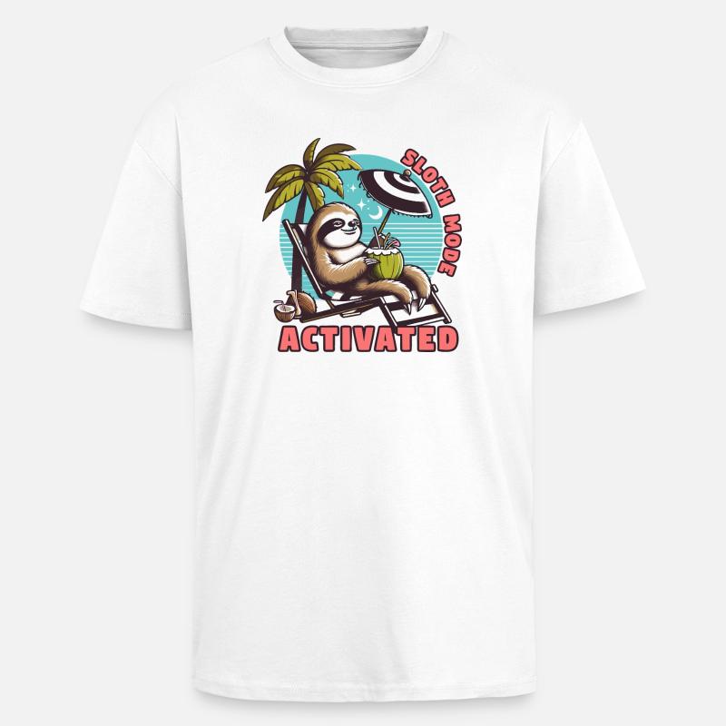 Faultiermodus - Sloth Mode Activated Faultier Rela - Unisex Oversized Heavyweight T-shirt - white