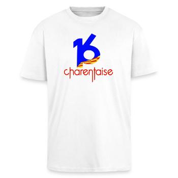 Département 16 charentaise - T-shirt unisexe oversize épais - blanc - Devant - Alina (178cm) & Michal (187cm)