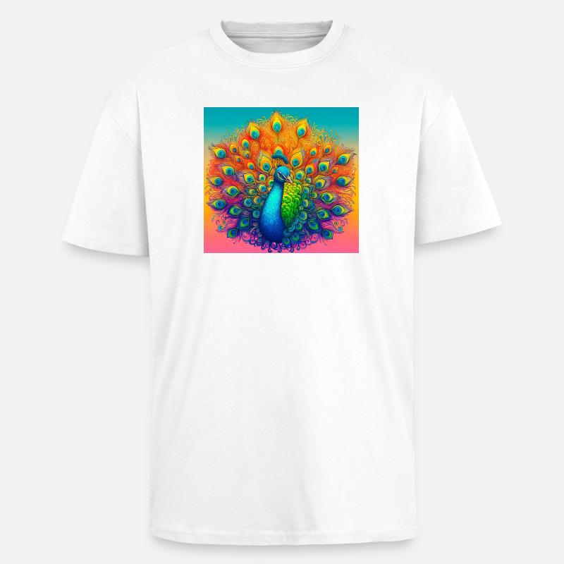 påfugl - Unisex oversized heavyweight t-shirt - hvid