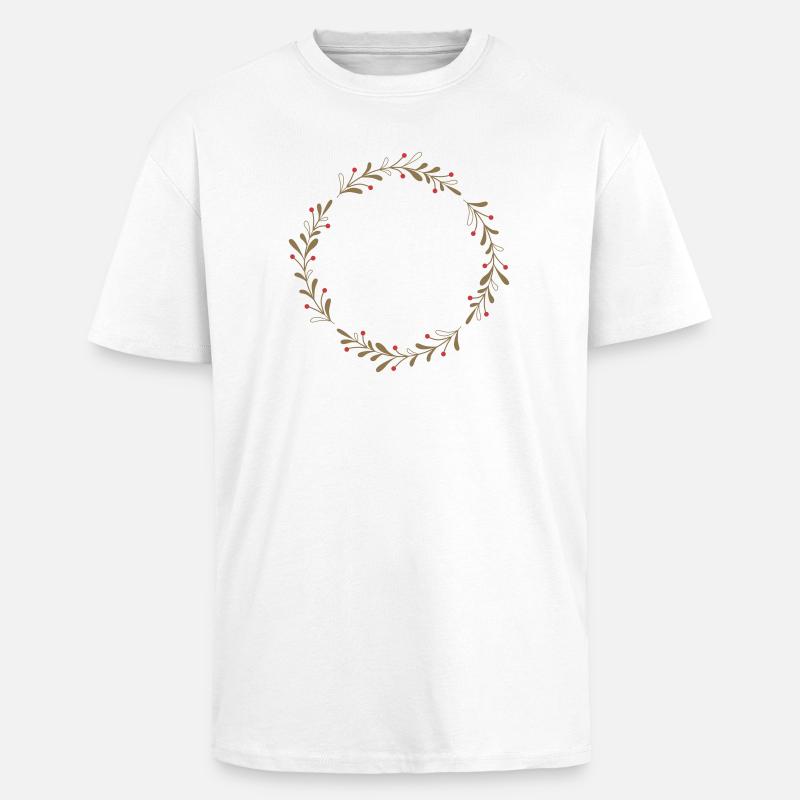 Winterlicher Kranz mit roten Beeren - Oversized Heavyweight Unisex T-Shirt - Weiß