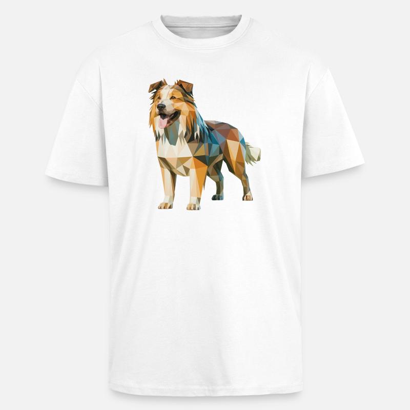 Australian Shepherd - Cooles Low Poly Logo - Oversized Heavyweight Unisex T-Shirt - Weiß