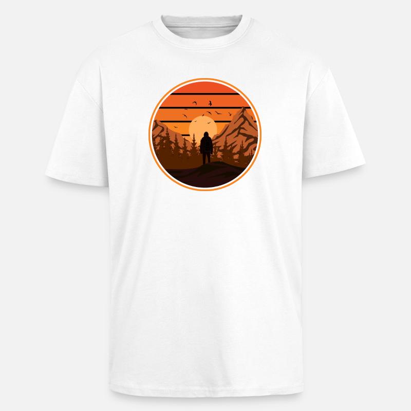Sunset Mountain Wanderabenteuer - Oversized Heavyweight Unisex T-Shirt - Weiß