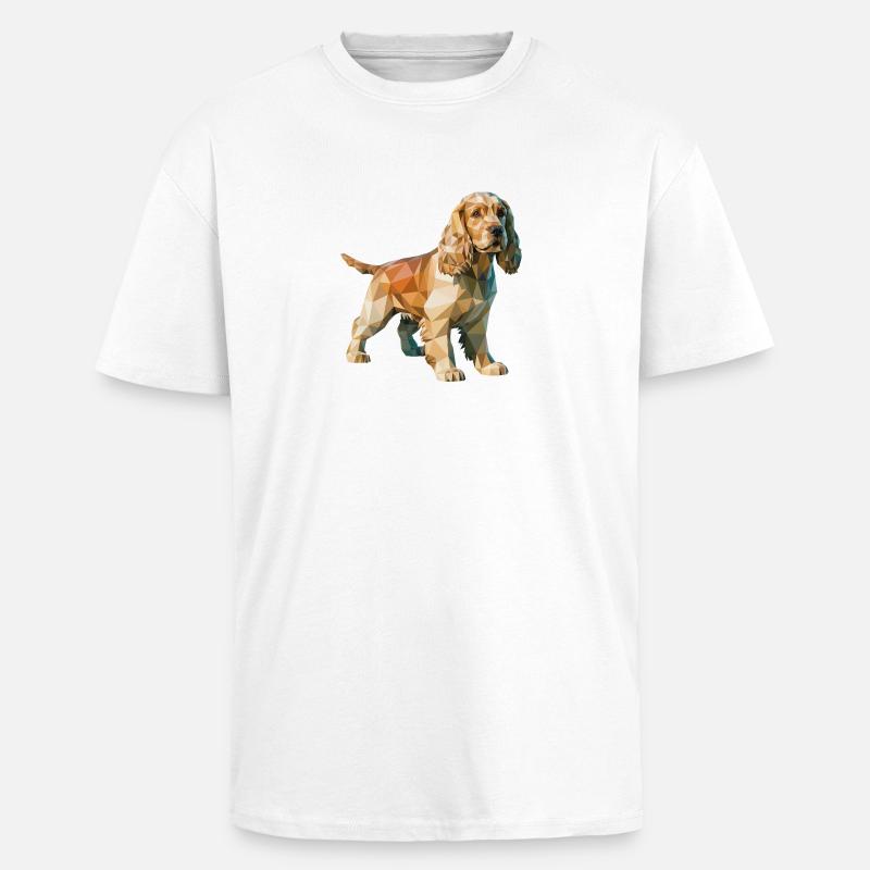 Cocker Spaniel - Cooles Low-Poly-Logo - Oversized Heavyweight Unisex T-Shirt - Weiß