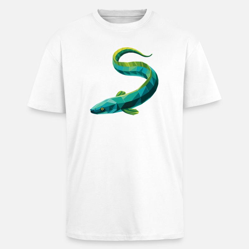 Eel - Cool Low Poly Logo - Unisex Oversized Heavyweight T-shirt - white