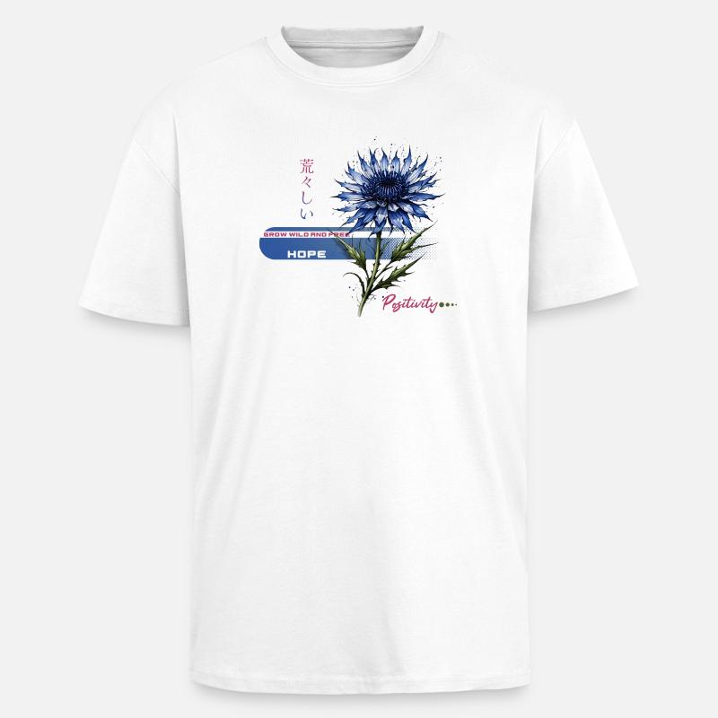 Blaue Blüte Hoffnung - Oversized Heavyweight Unisex T-Shirt - Weiß