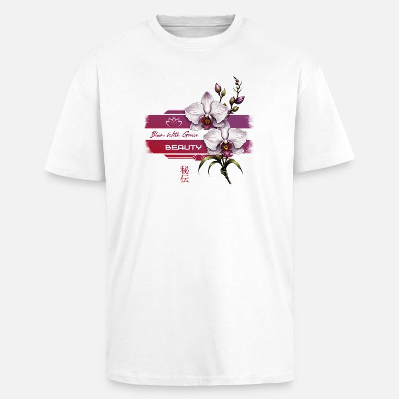Orchidée fleurir avec grâce - T-shirt unisexe oversize épais - blanc