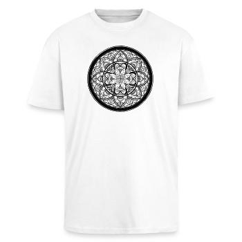 Mandala Contour - T-shirt unisexe oversize épais - blanc - Devant - Alina (178cm) & Michal (187cm)