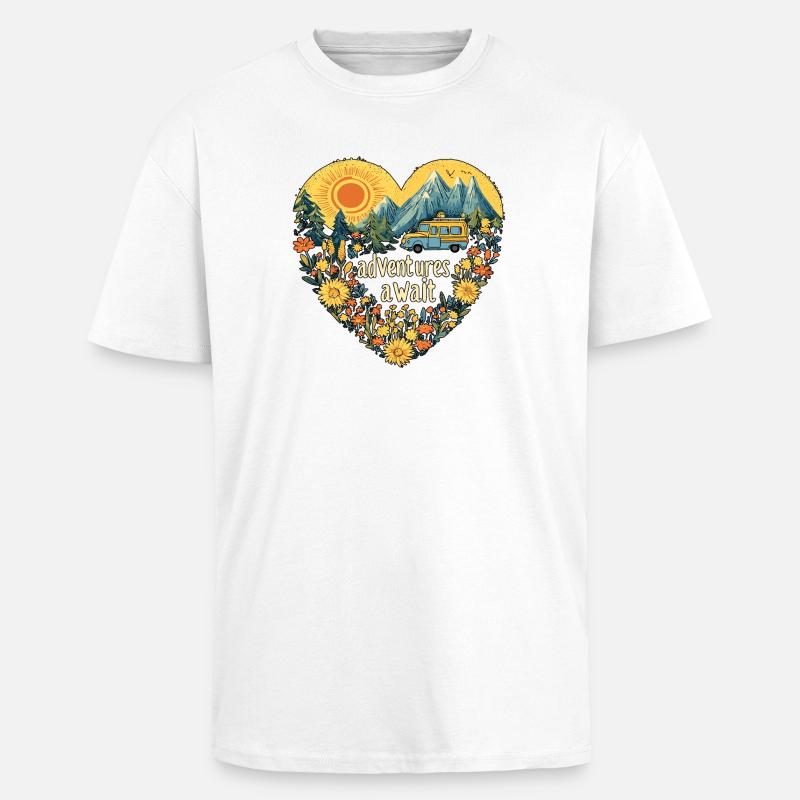 Des aventures de camping vous attendent - T-shirt unisexe oversize épais - blanc