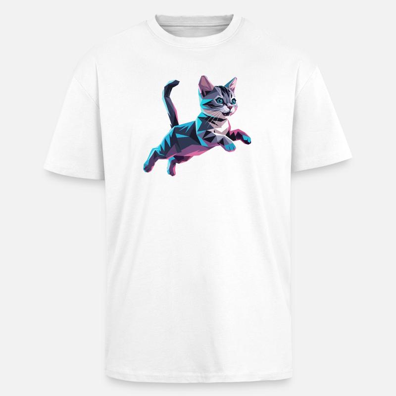 Kitten - Cool Low Poly Logo - Unisex Oversized Heavyweight T-shirt - white
