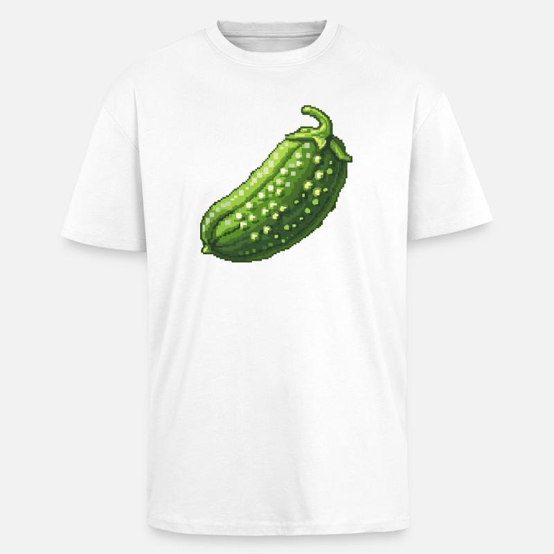 Pixel Concombre Vert Rétro - T-shirt unisexe oversize épais - blanc