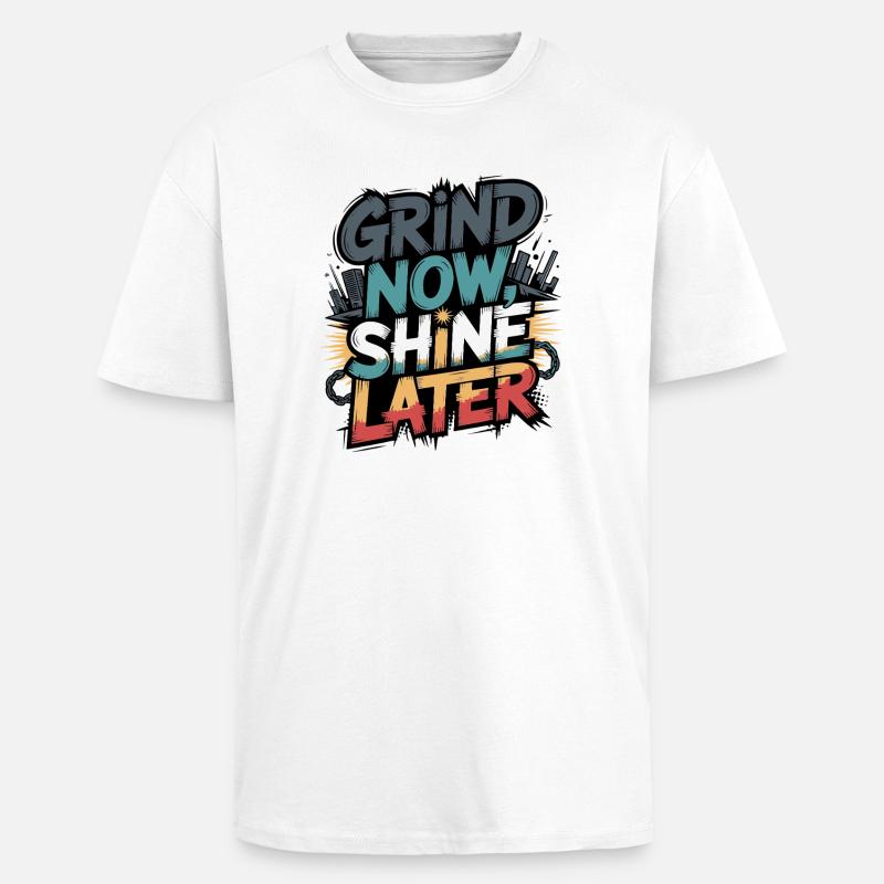 Broyer maintenant briller plus tard - T-shirt unisexe oversize épais - blanc